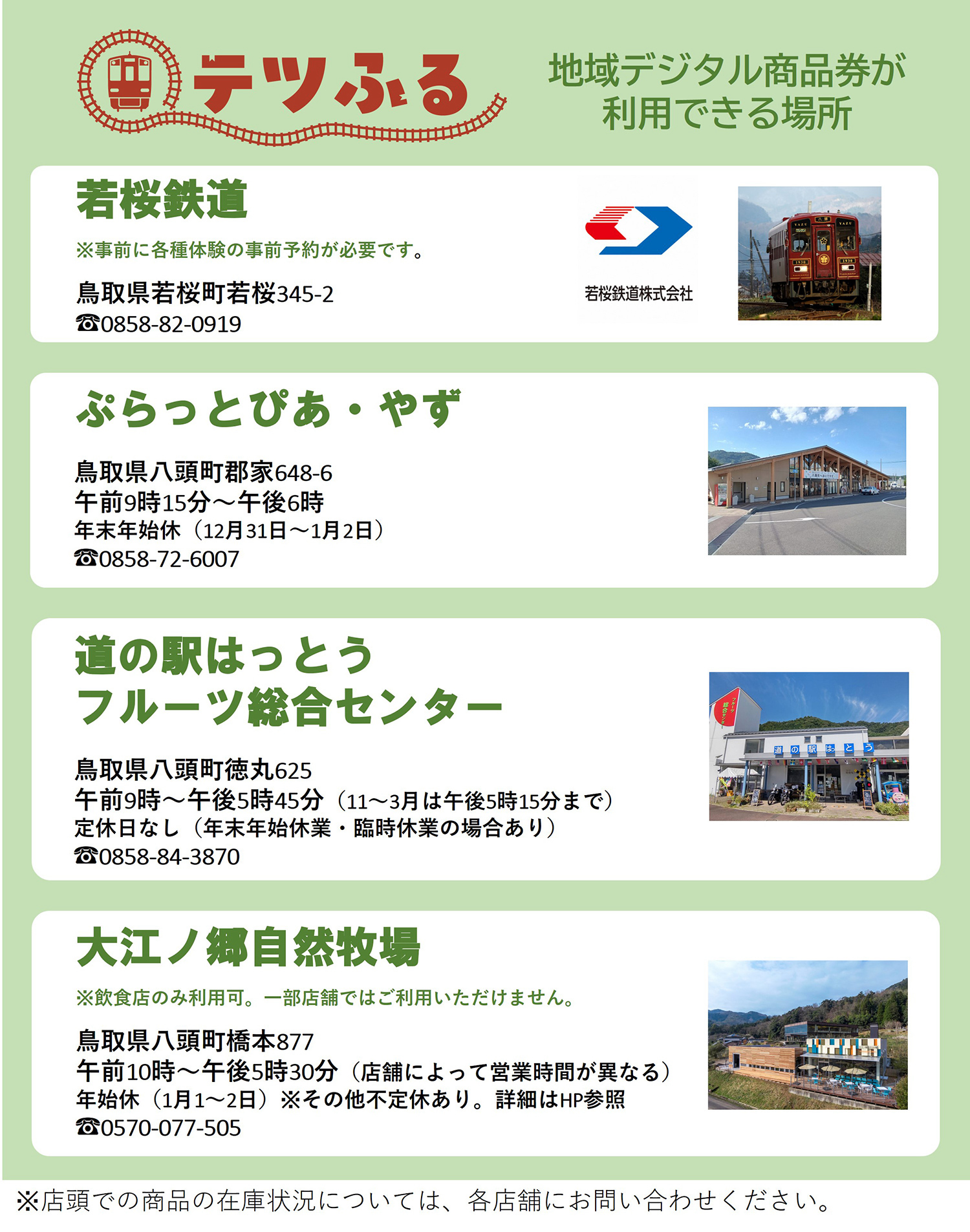 「テツふる」地域デジタル商品券が利用できるところ
